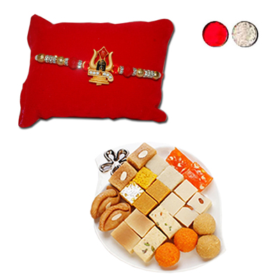 "Rakhi - AD 4030 A (Single Rakhi), 500gms of Assorted Sweets - Click here to View more details about this Product